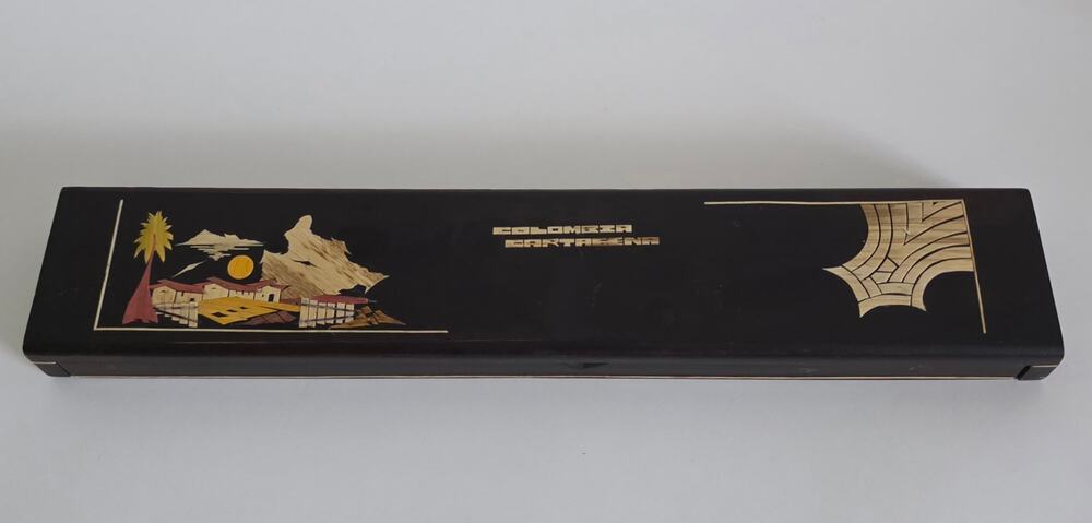 Vintage Colombia Cartagena Wooden Domino Set w/ Decorative Box